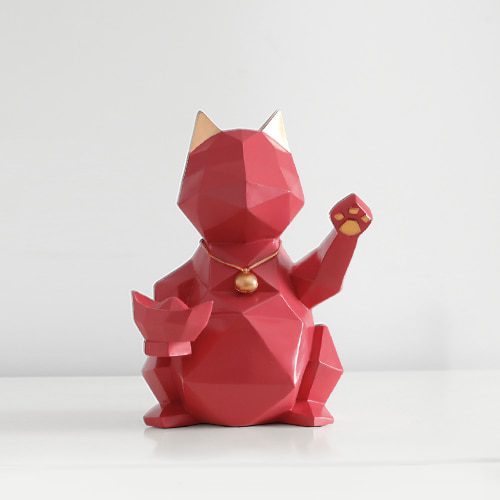 Red cat figurine-S
