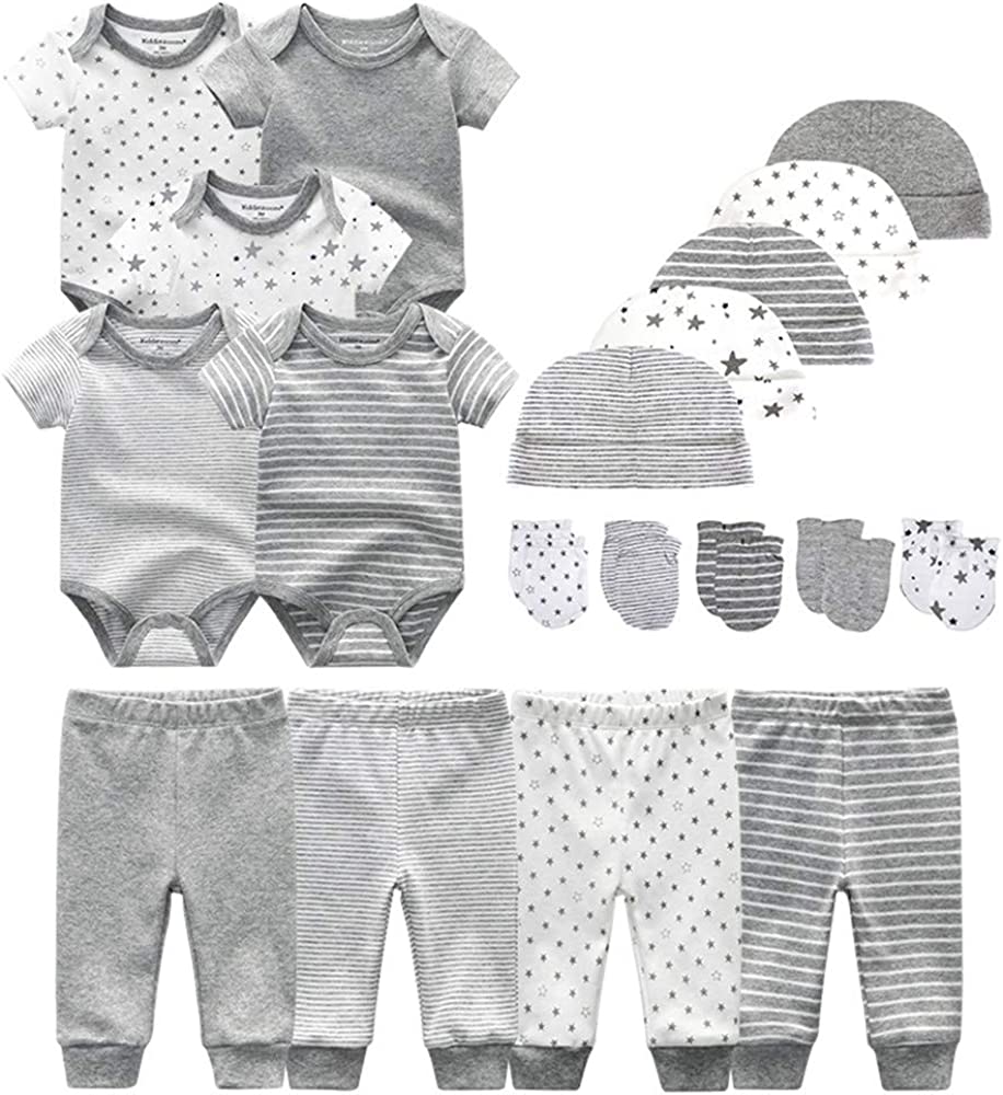 Gray Stripe & Little Stars & Print Set